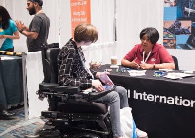 Person Talking with Recuriter at 2019 Tapia Career Fair